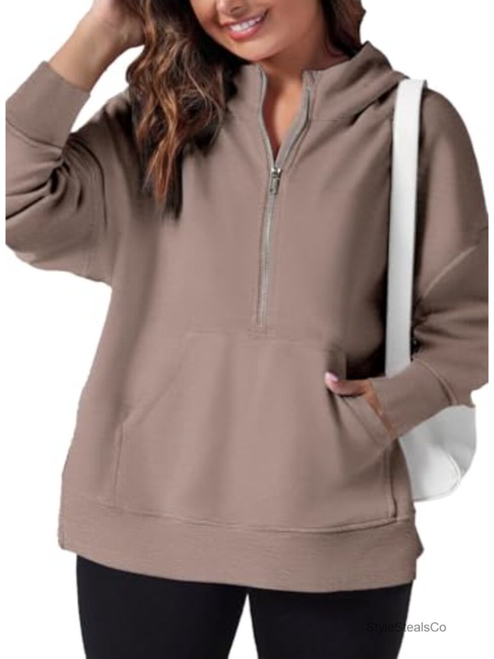 Plus Size Half Zip Hoodie Sweatshirt Long Sleeve Casual Oversized